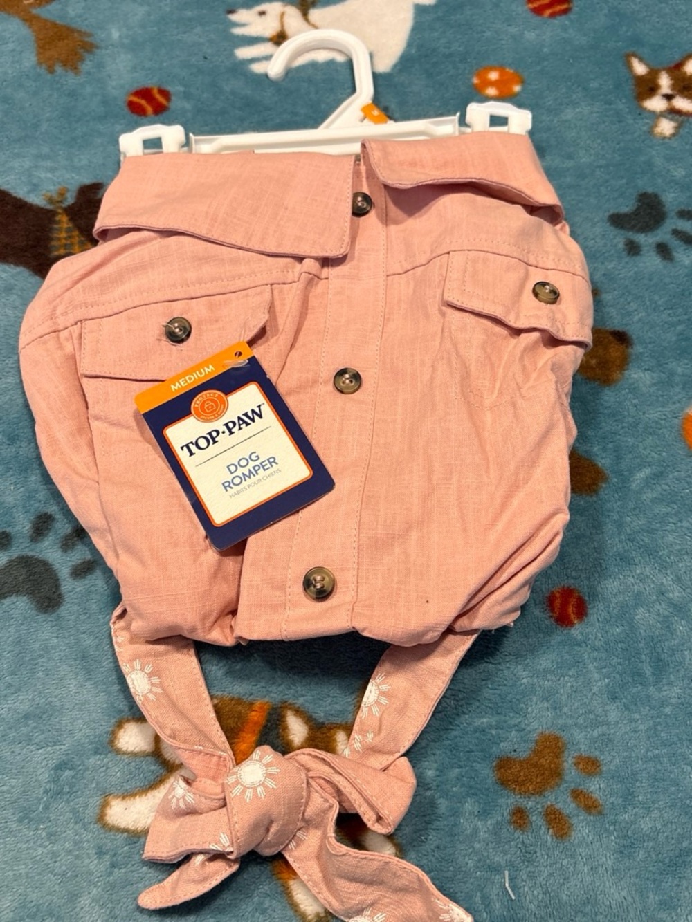 Top Paw Light Pink Dog Romper with Knot Back medium
